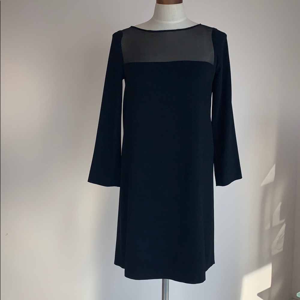 TARA JORMON Black Dress with Silk Insert Sz FR 38